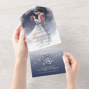 Invitation Tout En Un Noisette Whimsical Fairytale hiver mariage