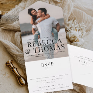Invitation Tout En Un Noms de type moderne Mariage photo simple