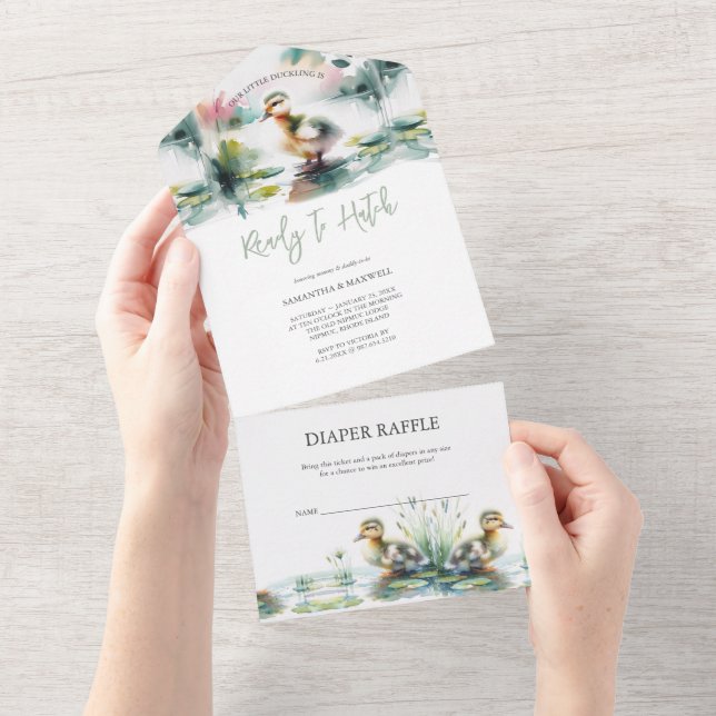 Invitation Tout En Un Notre petit Baby shower d'aquarelle (Déchirure)