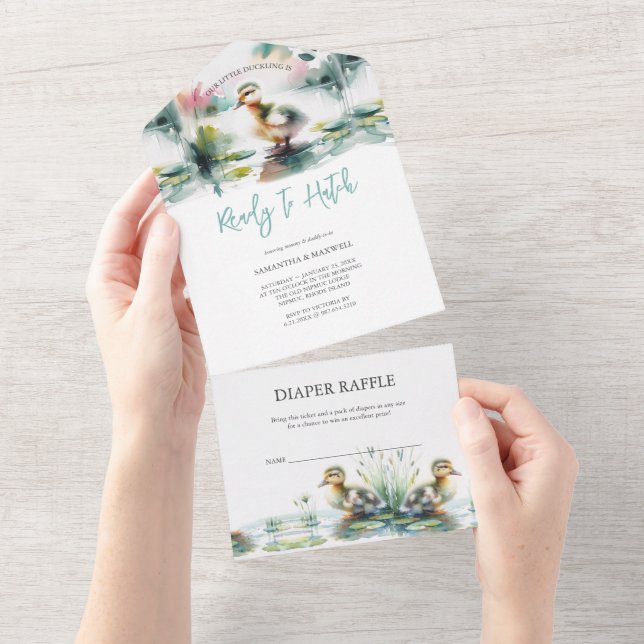 Invitation Tout En Un Notre petit Baby shower d'aquarelle (Déchirure)