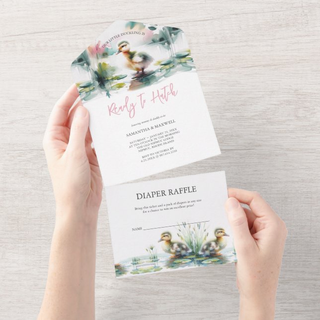 Invitation Tout En Un Notre petit Baby shower d'aquarelle (Déchirure)