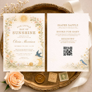Invitation Tout en Un Notre Petit Rayon de Soleil Baby Shower