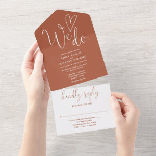 Invitation Tout En Un Nous Aimons Coeur Script Mariage Terracotta