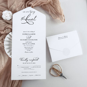 Invitation Tout En Un Nous Nouons Le Nœud Élégant Mariage