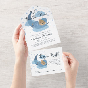 Invitation Tout En Un Nous sommes au-dessus de la lune Sleeping Bear Bab