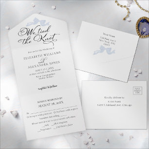 Invitation Tout En Un Nous Tient Le noeud Mariage Bleu Bow