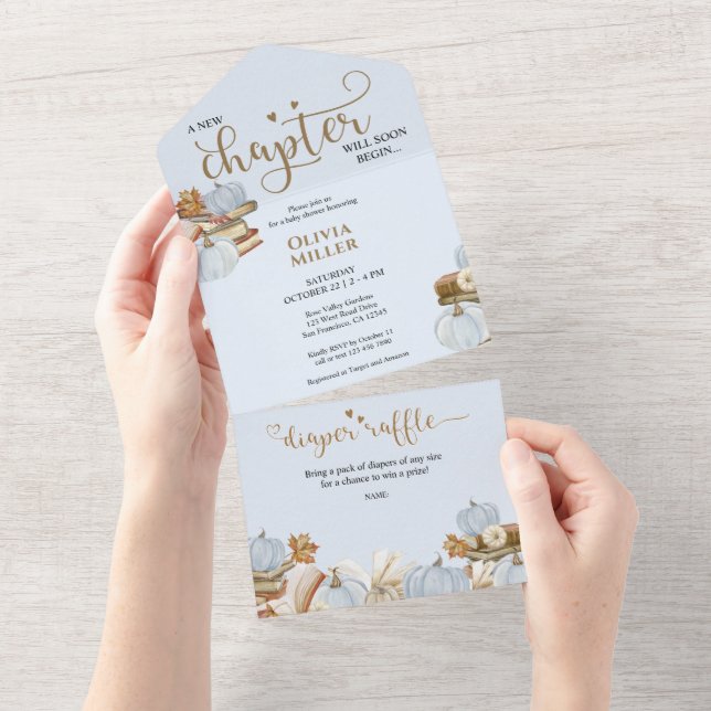 Invitation Tout En Un Nouveau chapitre thème Baby shower garçon (Déchirure)