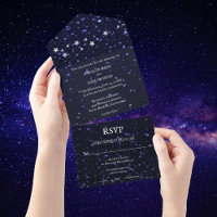 Nuit étoilée en un seul mariage Invitation