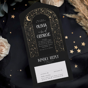 Invitation Tout En Un Nuit Sky Stars Celestial Arch Mariage noir