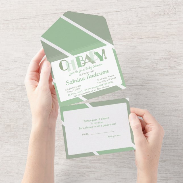 Invitation Tout En Un Oh Baby Typography Baby shower Lettres de danse (Déchirure)