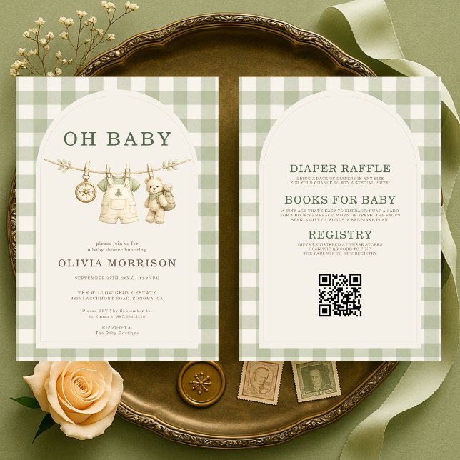 Invitation Tout en Un Oh Bébé Shower de Bébé Bois (Créateur téléchargé)
