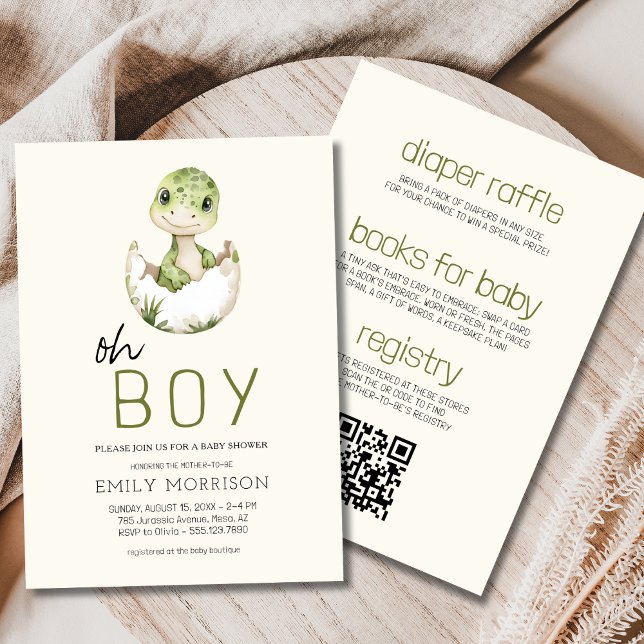 Invitation Tout en un Oh Boho Dinosaur Baby Boy Douche (Créateur téléchargé)
