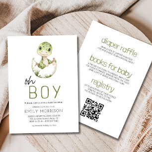 Invitation Tout en un Oh garçon Dinosaur Baby Boy Douche
