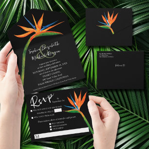 Invitation Tout En Un Oiseau tropical du Paradis Mariage