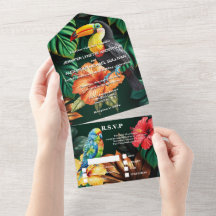 Oiseaux de la jungle paradisiaque mariage feuille