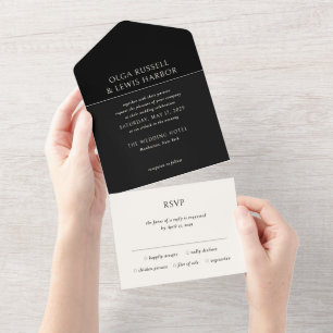 Invitation Tout En Un Olga Black Mariage moderne