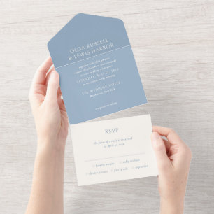 Invitation Tout En Un Olga Dusty Blue Mariage moderne