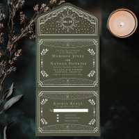 Olive Vintage Tarot Card Mariage gothique Invitati