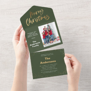Invitation Tout En Un or joyeux noël étoiles vacances photo
