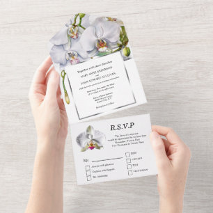 Invitation Tout En Un Orchidée blanche chic mariage de fleurs luxueux