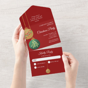 Invitation Tout En Un Ornements de Noël Fête de l'entreprise de la socié