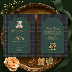Invitation Tout en Un Ours Tartan Attend avec Impatience la N