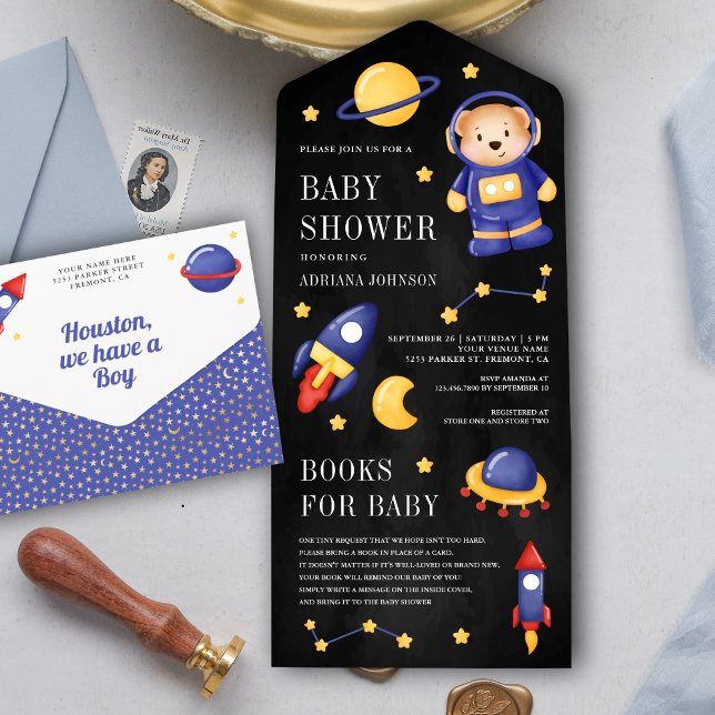 Invitation Tout En Un Ourson astronaute de l'espace extra-atmosphérique  (Créateur téléchargé)