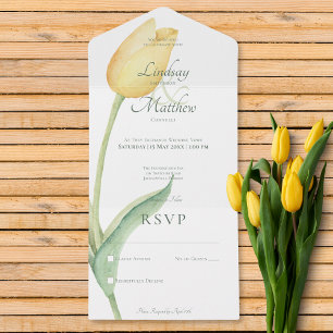 Invitation Tout En Un Pale Yellow Tulip Solo Moderne Sans Dîner