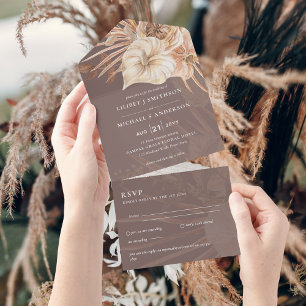 Invitation Tout En Un Pampas Boho tout compris Mariage rustique RSVP