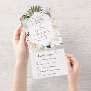 Invitation Tout En Un Pampas Grass Bohême Boho Eucalyptus Mariage