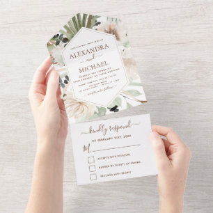 Invitation Tout En Un Pampas Grass Bohême Boho Eucalyptus Mariage