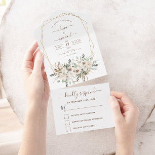 Invitation Tout En Un Pampas Grass Bohême Boho Eucalyptus Mariage