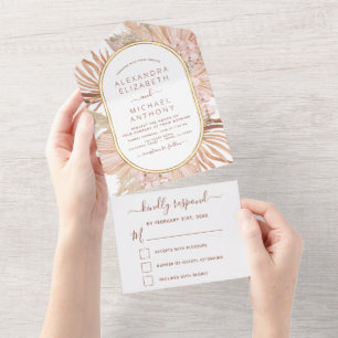 Invitation Tout En Un Pampas Grass Bohemian Boho Mariage tropical