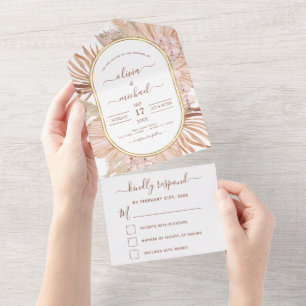 Invitation Tout En Un Pampas Grass Bohemian Boho Mariage tropical
