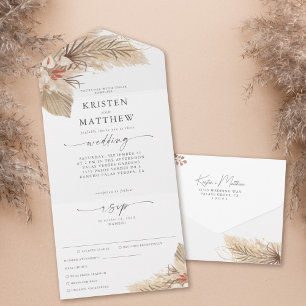 Invitation Tout En Un Pampas Grass Palm Aquarelle Mariage repas