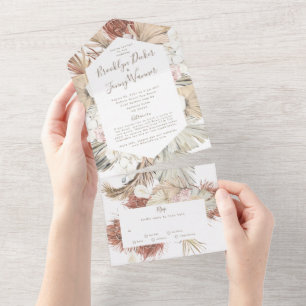 Invitation Tout En Un Pampas moderne Boho Floral Tropical Desert Mariage