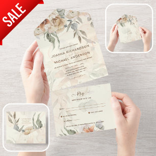 Invitation Tout En Un Pampas tout inclus Grass BOHO Wedding RSVP