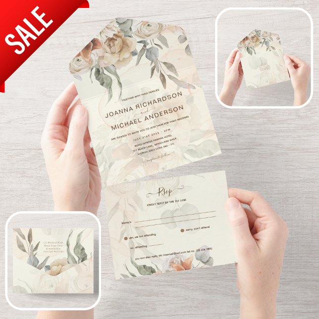 Invitation Tout En Un Pampas tout inclus Grass BOHO Wedding RSVP (Créateur téléchargé)