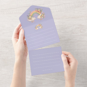 Invitation Tout En Un Papeterie Arc-en-ciel Pastel