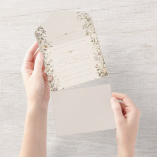 Invitation Tout En Un Papeterie de mariage de style jardin vintage