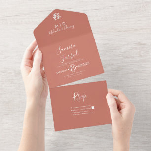 Invitation Tout En Un Papillons Terre cuite Mariage Terrien
