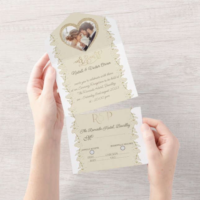 Invitation Tout En Un para boda  con foto personalizada (Déchirure)