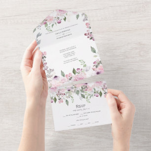 Invitation Tout En Un Paradis floral rose