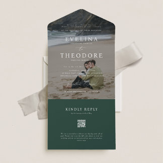 Invitation Tout En Un Parker phoque photo moderne et envoyer Mariage