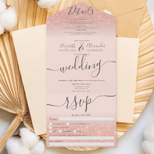 Invitation Tout En Un parties scintillant rose or sombre rose brillant s