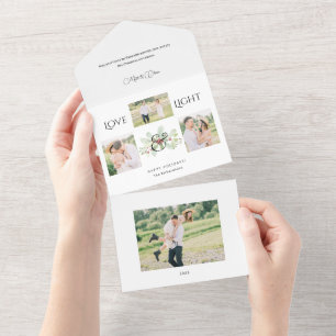 Invitation Tout En Un Pastel Aquarelle Noël Floral 3 photos