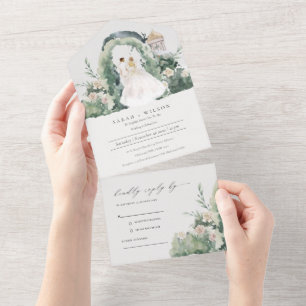 Invitation Tout En Un Pastel Couple Floral Garden Arch Mariage botanique