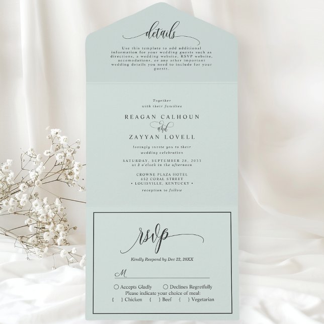 Invitation Tout En Un Pastel Mint Simple Moderne Script (Créateur téléchargé)