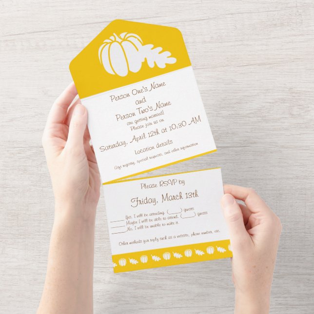 Invitation Tout En Un Patch de citrouilles en jaune (Déchirure)