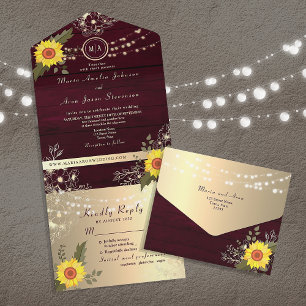 Invitation Tout En Un Pays Russe Tournesol String Mariage